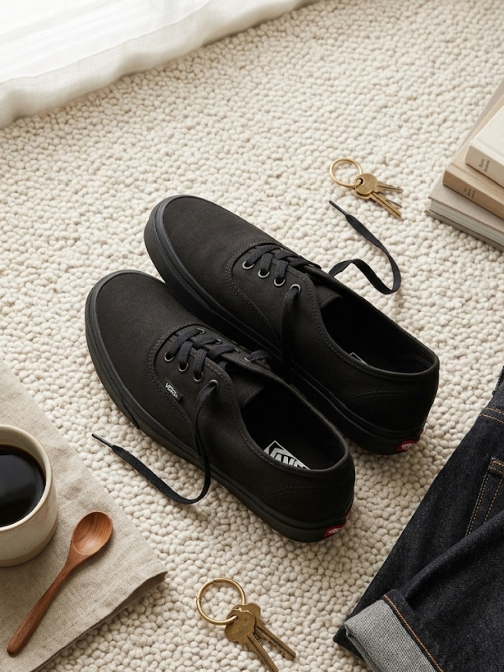 Vans Black Canvas Sneakers –Women’s 6 / Men’s 4.5 | Streetwear Minimalist
